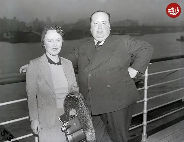 «آلفرد هیچکاک» در کنار همسرش و سوار بر یک کشتی؛ سال 1317